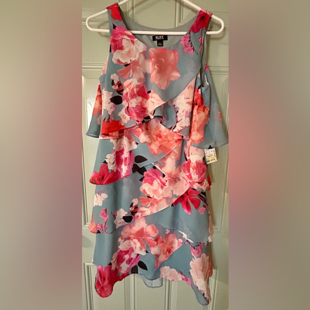 SLNY- Blue/Pink/Red Spring Dress